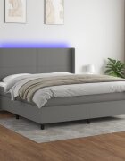 vidaXL LED кутия за пружини с легло с таблото текстил