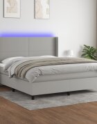vidaXL LED кутия за пружини с легло с таблото текстил