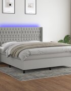 vidaXL LED кутия за пружини с легло с таблото текстил