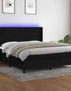 vidaXL LED кутия за пружини с легло с таблото текстил