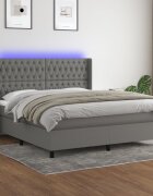 vidaXL LED кутия за пружини с легло с таблото текстил