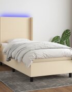 vidaXL LED кутия за пружини с легло с таблото текстил