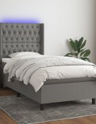 vidaXL LED кутия за пружини с легло с таблото текстил