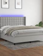 vidaXL LED кутия за пружини с легло с таблото текстил