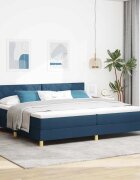 vidaXL LED кутия за пружини с легло Синьо 200 x 200 cm текстил