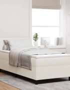 vidaXL LED кутия за пружини с легло Слонова кост и бяло 100 x 200 cm