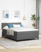 vidaXL LED кутия за пружини с легло Светлосив и бял 140 x 200 cm