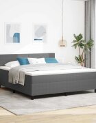 vidaXL LED кутия за пружини с легло Светлосив и бял 180 x 200 cm