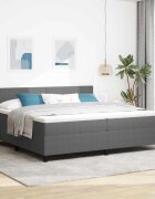 vidaXL LED кутия за пружини с легло Светлосив и бял 200 x 200 cm