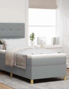 vidaXL LED кутия за пружини с легло Светлосиво 90 x 200 cm текстил