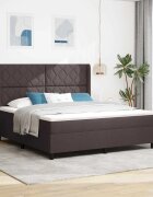 vidaXL LED кутия за пружини с легло Тъмен кафяв 180 x 200 cm текстил