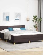 vidaXL LED кутия за пружини с легло Тъмен кафяв 180 x 200 cm текстил