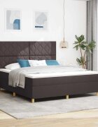 vidaXL LED кутия за пружини с легло Тъмен кафяв 180 x 200 cm текстил
