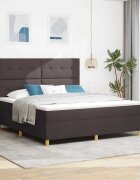 vidaXL LED кутия за пружини с легло Тъмен кафяв 180 x 200 cm текстил