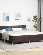 vidaXL LED кутия за пружини с легло Тъмен кафяв 200 x 200 cm текстил