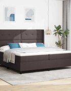 vidaXL LED кутия за пружини с легло Тъмен кафяв 200 x 200 cm текстил