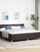 vidaXL LED кутия за пружини с легло Тъмен кафяв 200 x 200 cm текстил