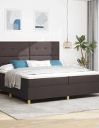 vidaXL LED кутия за пружини с легло Тъмен кафяв 200 x 200 cm текстил