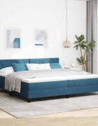 vidaXL LED кутия за пружини с легло Тъмен син 200 x 200 cm Кадифе