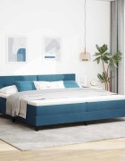 vidaXL LED кутия за пружини с легло Тъмен син 200 x 200 cm Кадифе