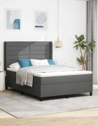 vidaXL LED кутия за пружини с легло Тъмен сив 140 x 200 cm текстил