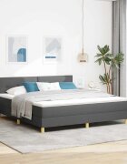 vidaXL LED кутия за пружини с легло Тъмен сив 180 x 200 cm текстил