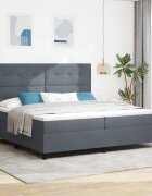 vidaXL LED кутия за пружини с легло Тъмен сив 200 x 200 cm Кадифе