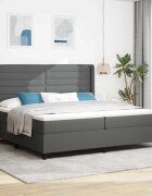 vidaXL LED кутия за пружини с легло Тъмен сив 200 x 200 cm текстил