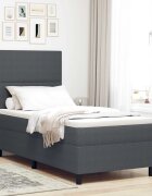 vidaXL LED кутия за пружини с легло Тъмен сив и бял 100 x 200 cm
