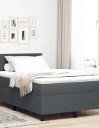 vidaXL LED кутия за пружини с легло Тъмен сив и бял 120 x 200 cm