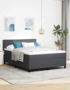 vidaXL LED кутия за пружини с легло Тъмен сив и бял 140 x 200 cm