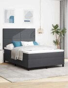 vidaXL LED кутия за пружини с легло Тъмен сив и бял 160 x 200 cm