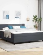 vidaXL LED кутия за пружини с легло Тъмен сив и бял 180 x 200 cm