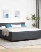 vidaXL LED кутия за пружини с легло Тъмен сив и бял 200 x 200 cm