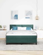 vidaXL LED кутия за пружини с легло Тъмен зелен 140 x 190 cm Кадифе