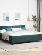 vidaXL LED кутия за пружини с легло Тъмен зелен 200 x 200 cm Кадифе