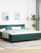 vidaXL LED кутия за пружини с легло Тъмен зелен 200 x 200 cm Кадифе