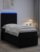 vidaXL LED легло с матрак с LED ленти Черно 100 x 200 cm Кадифе