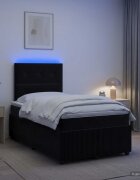 vidaXL LED легло с матрак с LED ленти Черно 120 x 190 cm Кадифе