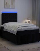 vidaXL LED легло с матрак с LED ленти Черно 120 x 190 cm Кадифе