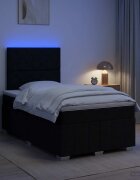 vidaXL LED легло с матрак с LED ленти Черно 120 x 190 cm Текстил