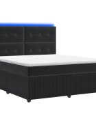 vidaXL LED легло с матрак с LED ленти Черно 140 x 190 cm Кадифе