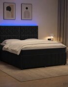 vidaXL LED легло с матрак с LED ленти Черно 160 x 200 cm Кадифе