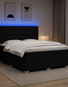 vidaXL LED легло с матрак с LED ленти Черно 160 x 200 cm Текстил