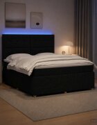 vidaXL LED легло с матрак с LED ленти Черно 160 x 200 cm Текстил