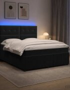 vidaXL LED легло с матрак с LED ленти Черно 180 x 200 cm Кадифе