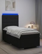 vidaXL LED легло с матрак с LED ленти Черно 80 x 200 cm Текстил
