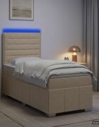 vidaXL LED легло с матрак с LED ленти Кремаво 100 x 200 cm Текстил