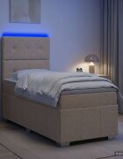 vidaXL LED легло с матрак с LED ленти Кремаво 90 x 200 cm Текстил