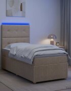 vidaXL LED легло с матрак с LED ленти Кремаво 90 x 200 cm Текстил